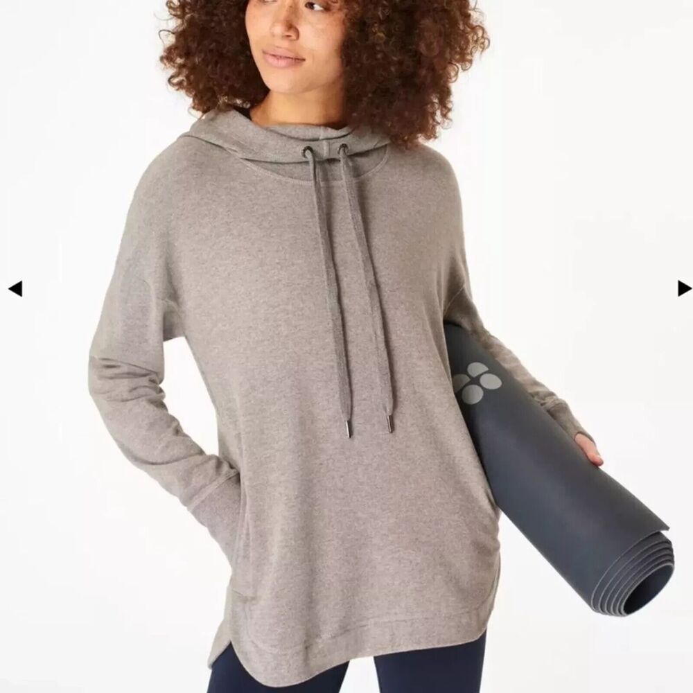Sweaty Betty Escape Luxe Fleece Gray‎ Pull Over Hoodie -Size XS